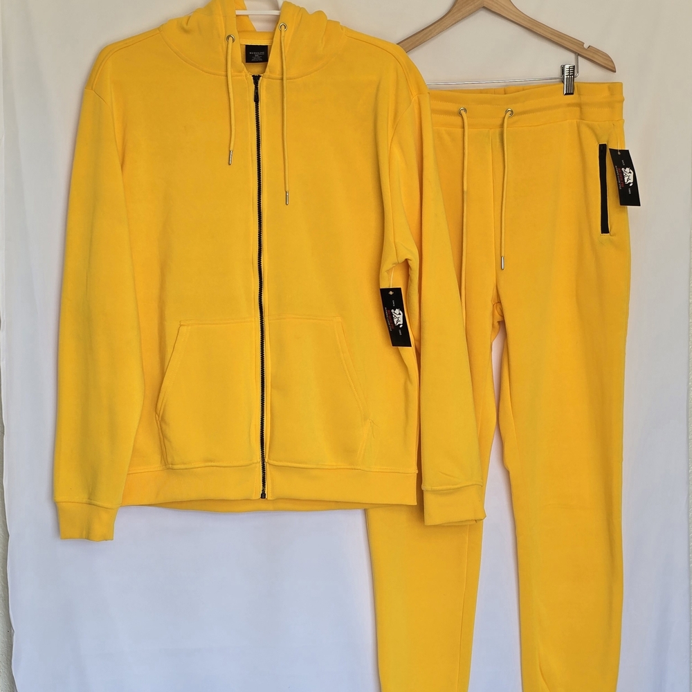NWT Rudolph Full Zip Hoodie Jogger Set XXL Fleece Lined Track Suit Yellow Women